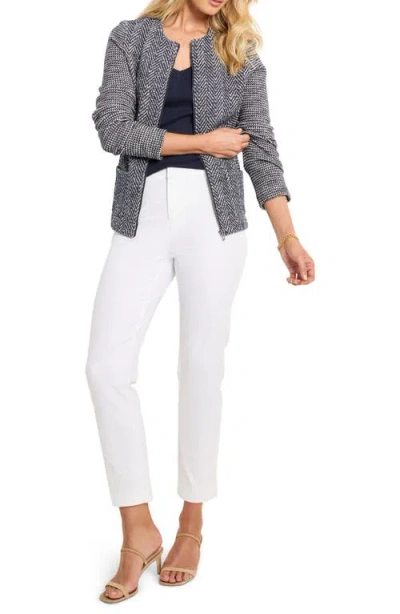Nic + Zoe Nic+zoe Zip Front Mix Knit Jacket In Gray