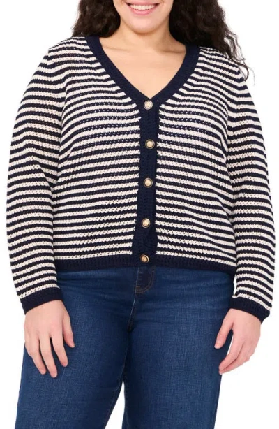 Cece Stripe Open Stitch Cardigan In Multi