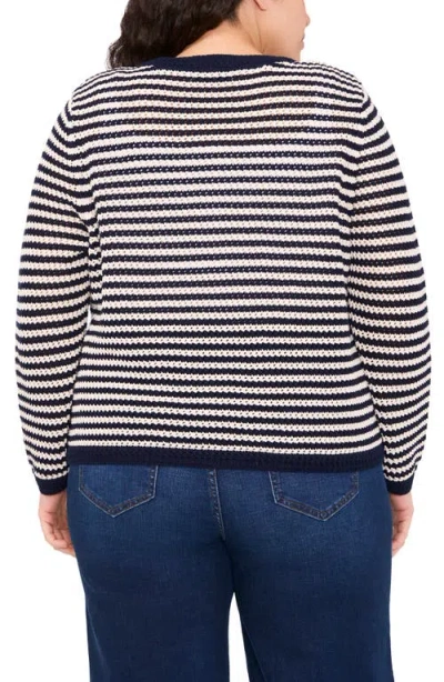 Cece Stripe Open Stitch Cardigan In Multi