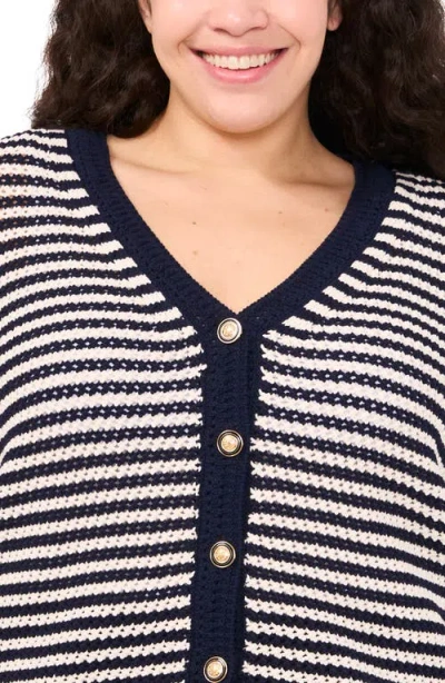 Cece Stripe Open Stitch Cardigan In Multi