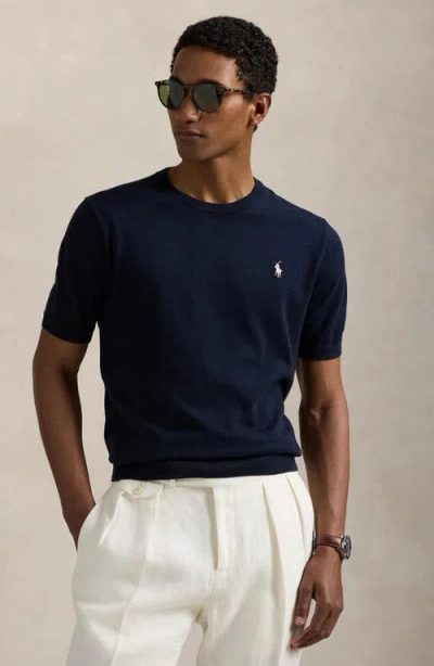 Polo Ralph Lauren Short Sleeve Cotton Crewneck Sweater In Blue