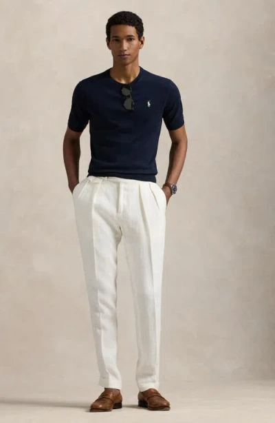 Polo Ralph Lauren Short Sleeve Cotton Crewneck Sweater In Blue