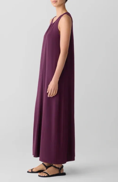 Eileen Fisher Sleeveless Jersey Maxi Dress In Purple
