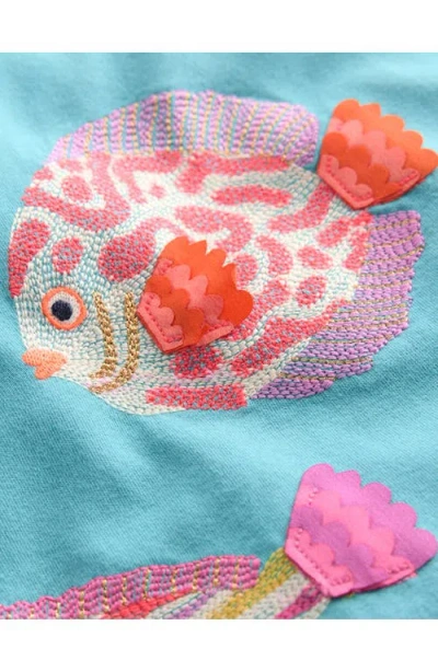 Mini Boden Kids' Embroidered Appliqué Cotton T-shirt In Blue
