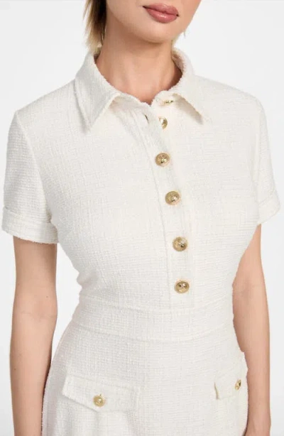 Guess Tamara Metallic Tweed Minidress In White
