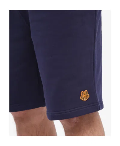 Kenzo Tiger Crest Mid-waisted Shorts In Blue