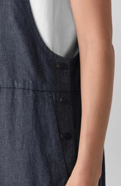 Eileen Fisher Ankle Denim Jumpsuit In Blue