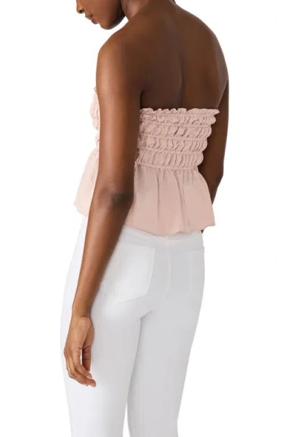 Steve Madden Cambria Strapless Smocked Peplum Top In Pink