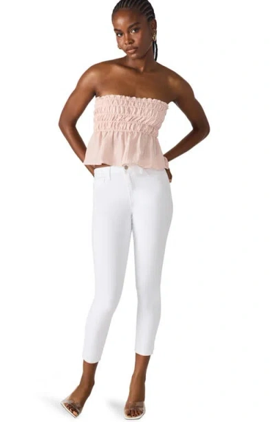 Steve Madden Cambria Strapless Smocked Peplum Top In Pink