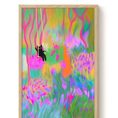 The Paper Tail Swinging Cat - Art Print - Large