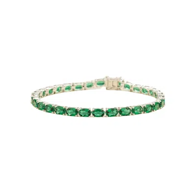 Juvetti Women's Green / White Salto White Gold Tennis Bracelet Set With Emerald