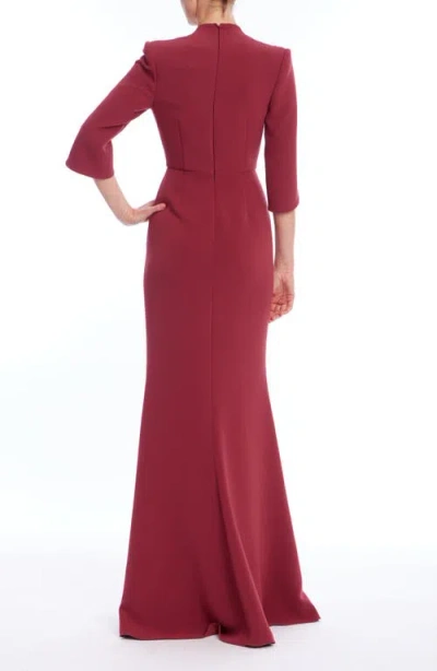 Badgley Mischka Collection Embellished Deep V-neck Mermaid Gown In Burgundy