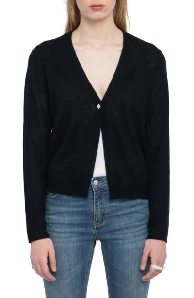 Zadig & Voltaire Manylla Button-up V-neck Cardigan In Black