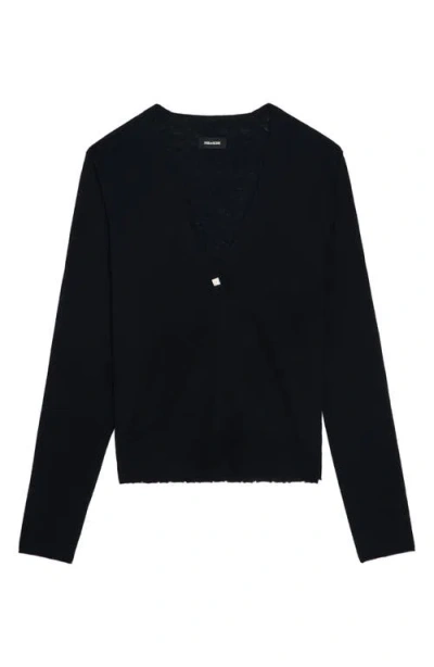 Zadig & Voltaire Manylla Button-up V-neck Cardigan In Black