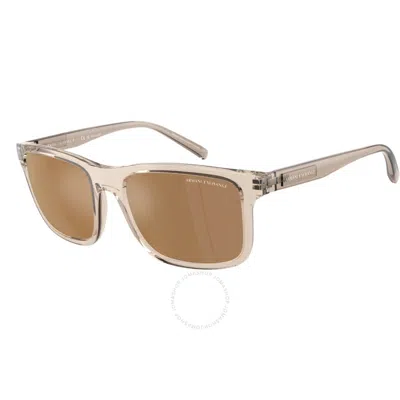 Armani Exchange Polarized Brown Gold Mirror Square Men's Sunglasses Ax4145sf 83445a 57