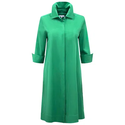Perlavera Women's Green Maya Kelly Three Quarter Sleeve Missy Fit Midi Dress In Green