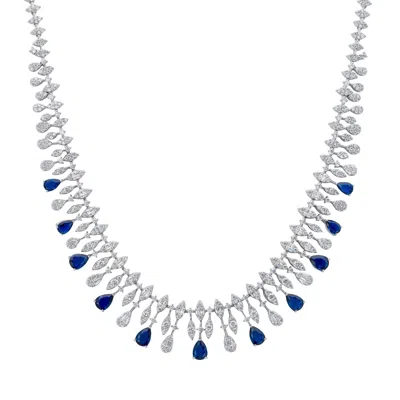 Latelita Women's White / Blue / Silver Duchess Sapphire Statement Necklace Silver