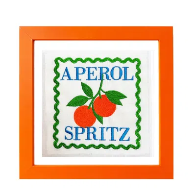 Lilly Loves Orange Aperol Spritz Framed Embroidered Artwork