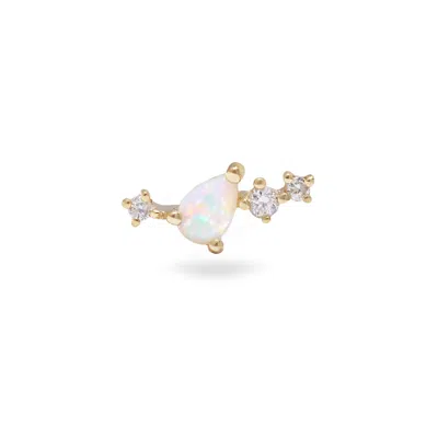 Zohreh V. Jewellery Women's Opal & Diamond Crawler Flat Back Earring 14k Gold