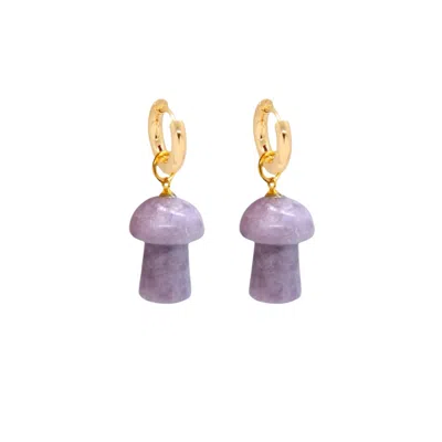 Valerie Chic Women's Gold / Purple Mushroom Jade Lavender Hoop Earrings