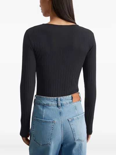 Marc O'polo Ribbed Henley Top In Black