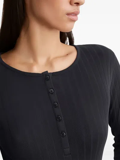 Marc O'polo Ribbed Henley Top In Black