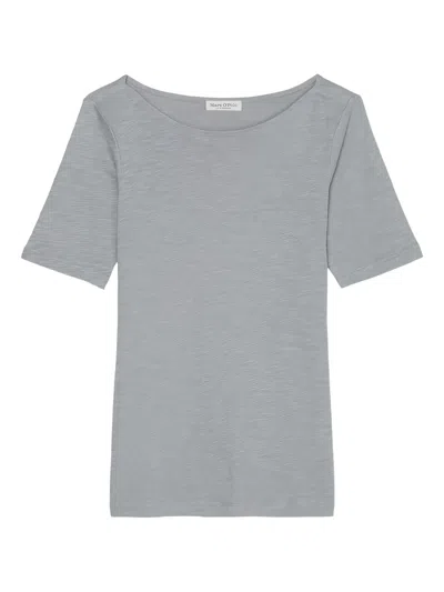 Marc O'polo Boat-neck Short-sleeve T-shirt In Gray