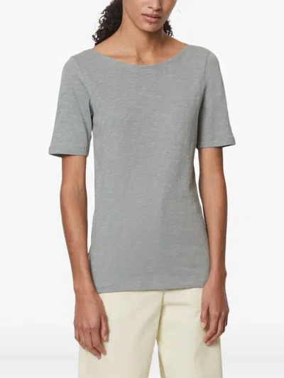 Marc O'polo Boat-neck Short-sleeve T-shirt In Gray