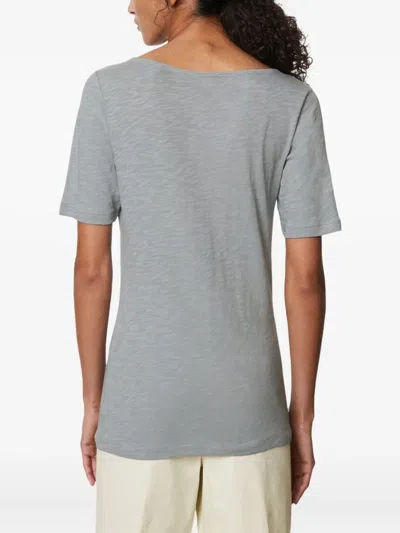 Marc O'polo Boat-neck Short-sleeve T-shirt In Gray