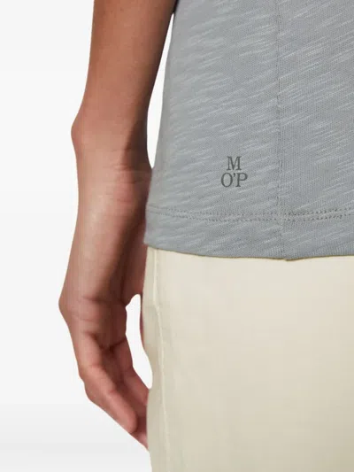 Marc O'polo Boat-neck Short-sleeve T-shirt In Gray