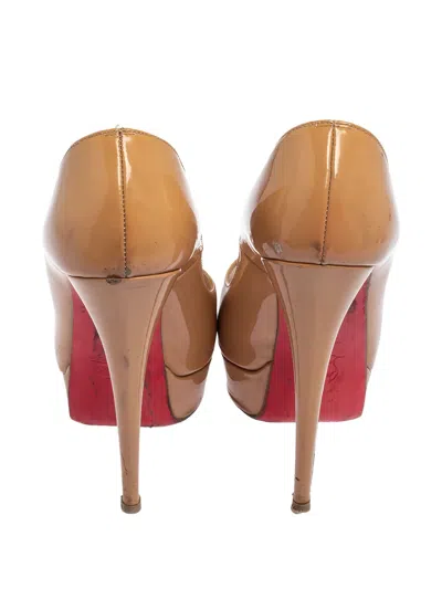 Pre-owned Christian Louboutin 140mm Lady Peep Leather Heeled Pumps