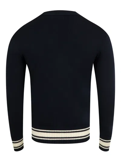 Moncler Cardigan En Laine À Monogramme Brodé In Blue