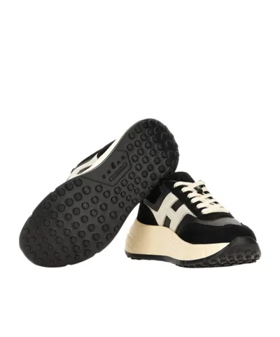 Hogan Suede And Nappa Leather Sneakers With Contrast Panel In Neutral