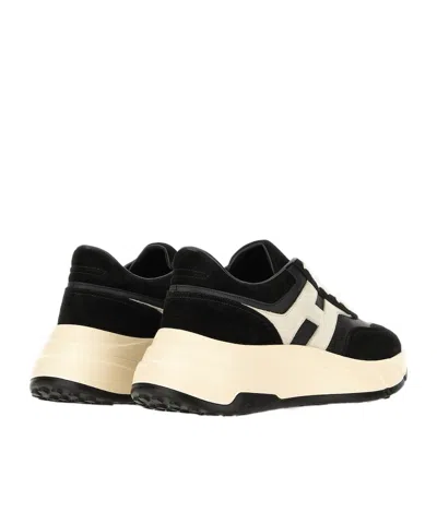 Hogan Suede And Nappa Leather Sneakers With Contrast Panel In Neutral