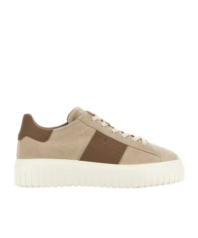 Hogan Low Top Sneakers Round Toe In Brown