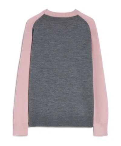 Jil Sander High Neck Color-blocked Sweater With Chevron Design In Pink