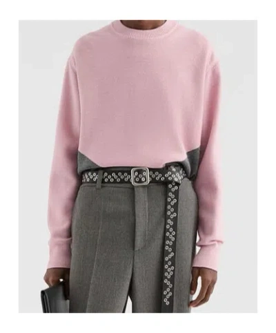 Jil Sander High Neck Color-blocked Sweater With Chevron Design In Pink