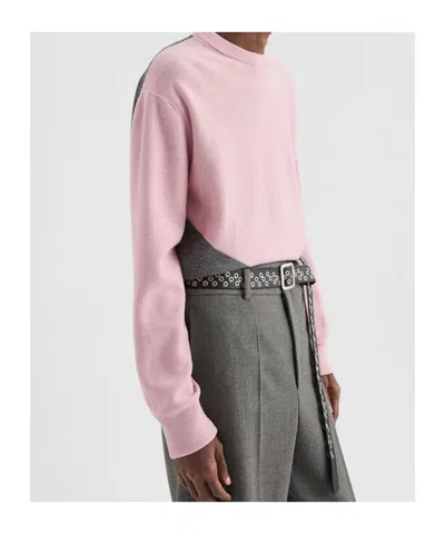 Jil Sander High Neck Color-blocked Sweater With Chevron Design In Pink