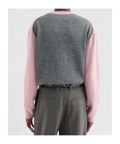 Jil Sander High Neck Color-blocked Sweater With Chevron Design In Pink