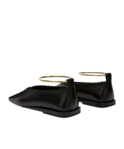 Jil Sander Black Whipstitch Anklet Ballerina Flats In Black