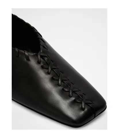 Jil Sander Black Whipstitch Anklet Ballerina Flats In Black