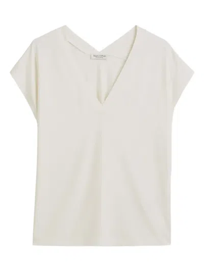 Marc O'polo V-neck Cap-sleeve T-shirt In Neutral
