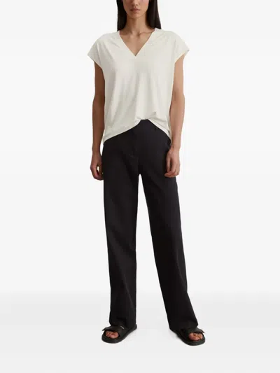 Marc O'polo V-neck Cap-sleeve T-shirt In Neutral