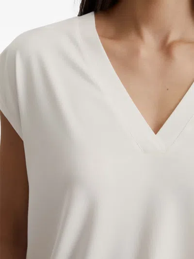 Marc O'polo V-neck Cap-sleeve T-shirt In Neutral