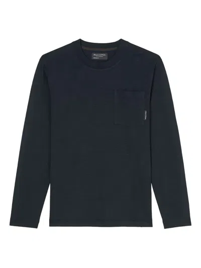 Marc O'polo Long-sleeve Chest-pocket T-shirt In Blue