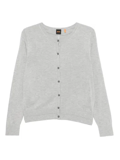 Hugo Boss Button-front Cardigan In Gray
