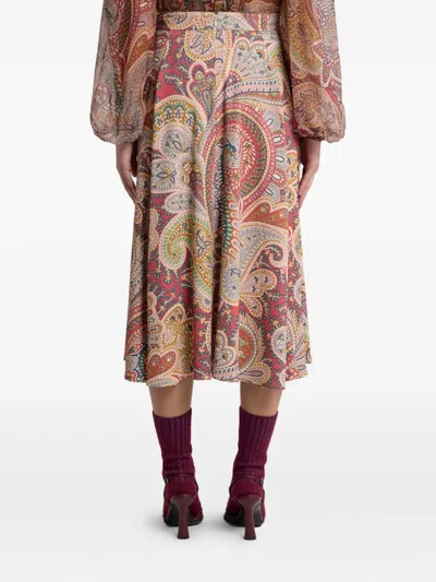 Etro Paisley-print Midi Skirt In Multi
