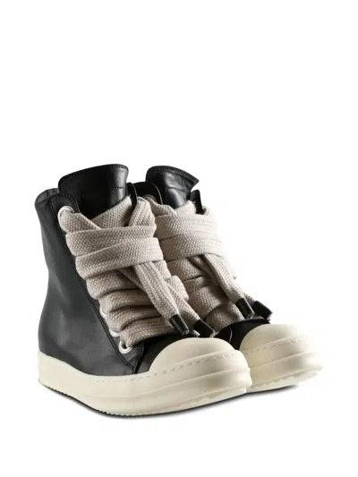 Rick Owens Lace-up High-top Rubber Sole Sneaker In Black