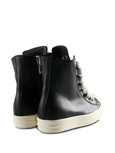 Rick Owens Lace-up High-top Rubber Sole Sneaker In Black