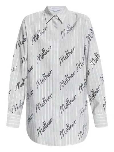 Stella Mccartney Sequin-embellished Striped Shirt In Gray